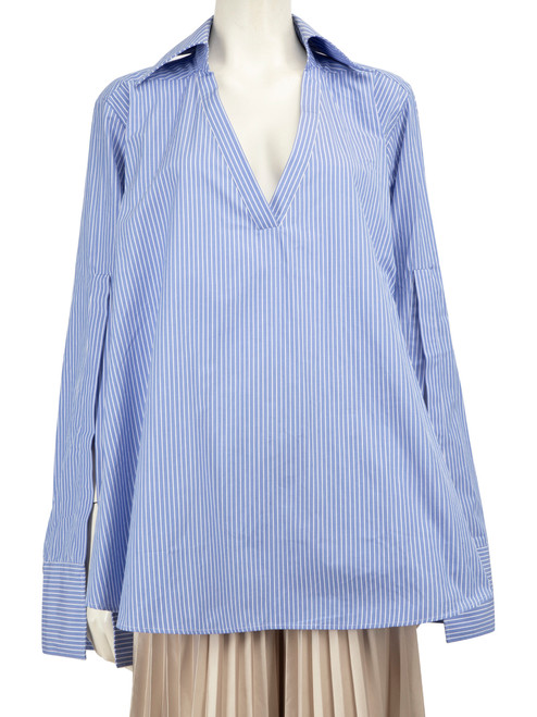 palmer//harding Blue Striped V Neck Shirt