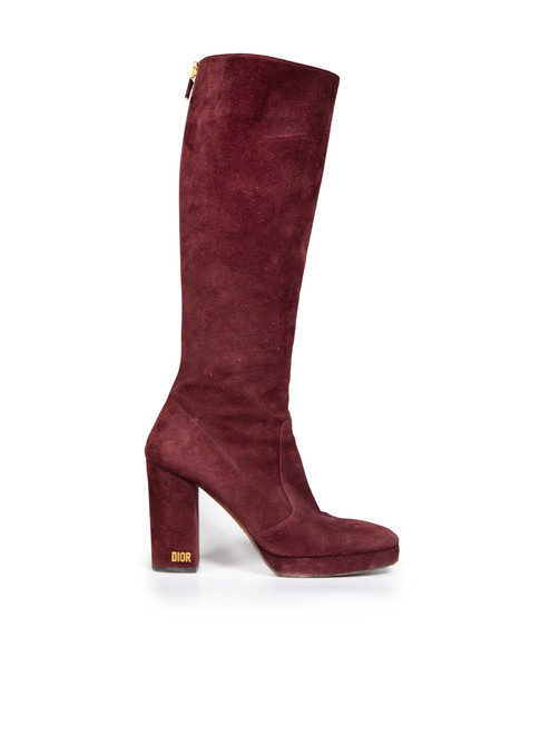 Dior Burgundy Suede D-rise Platform Boots