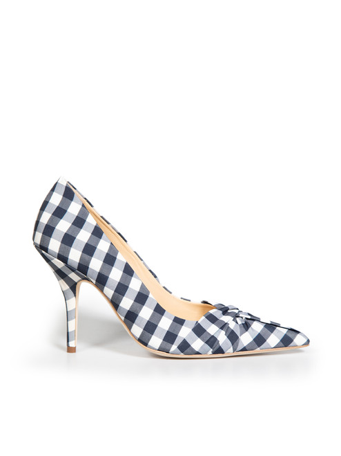 Maje Navy Gingham Knot Detail Pumps