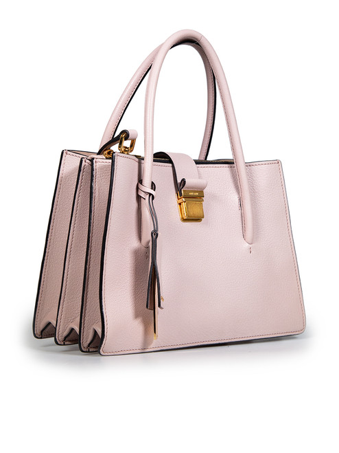 Miu Miu Pale Pink Leather Madras Push Lock Tote