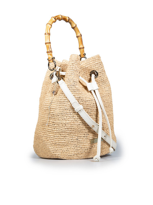 Heidi Klein Beige Savannah Bay Bamboo Bucket Bag