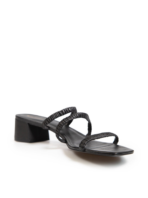 Reformation Black Leather Block Heel Sandals