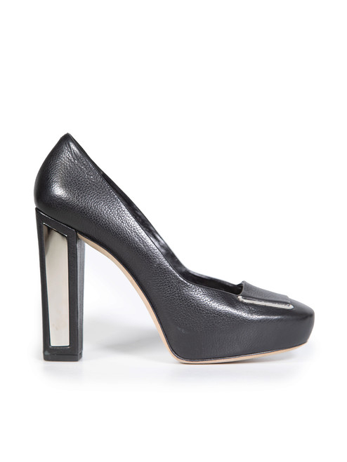 Dior Black Leather Logo Plaque Detail Pumps