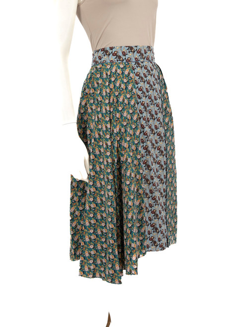 Marni Floral Silk Midi Pleated Skirt