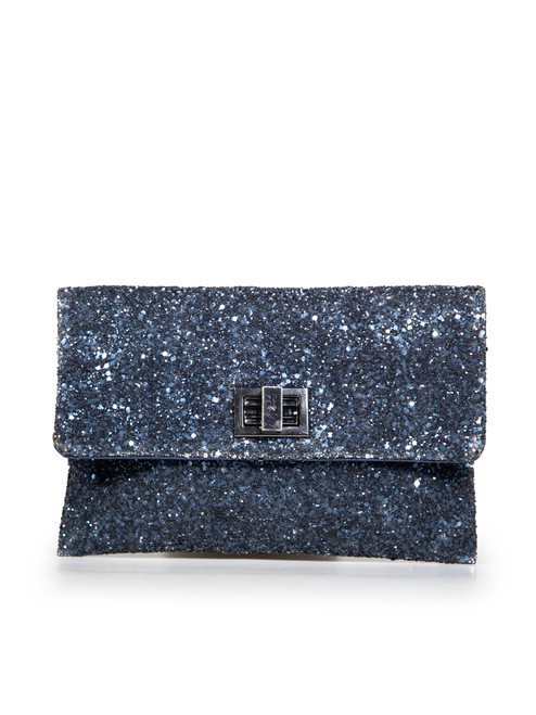 Anya Hindmarch Blue Glitter Mini Clutch Bag