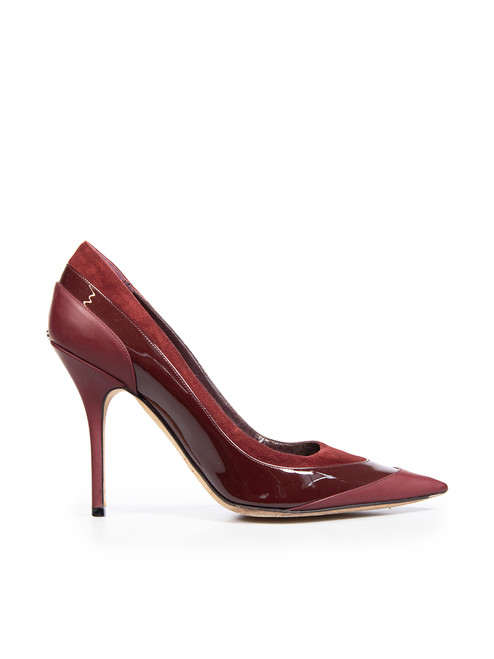 Dior Burgundy Leather Panel Pointed Toe Pumps