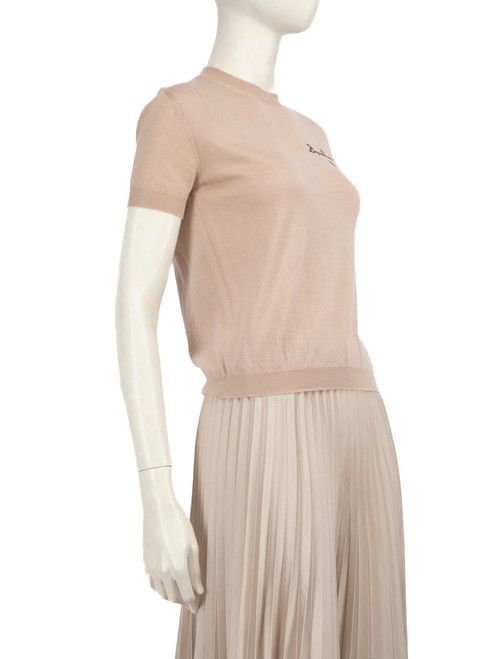 Dior Pink Cashmere Embroidered Knit Top