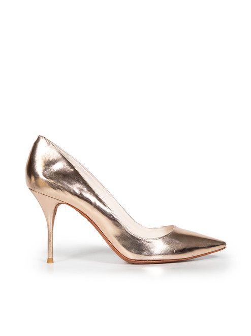 Sophia Webster Gold Leather Pointed-Toe Pumps