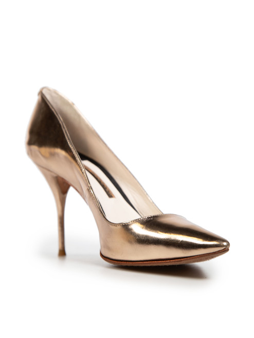 Sophia Webster Gold Leather Pointed-Toe Pumps