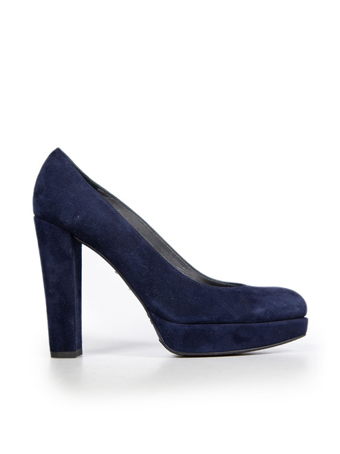 Stuart Weitzman Navy Suede Platform Pumps