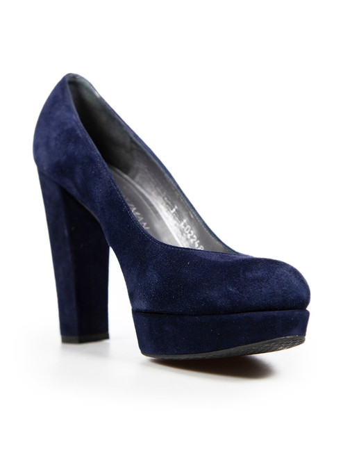 Stuart Weitzman Navy Suede Platform Pumps