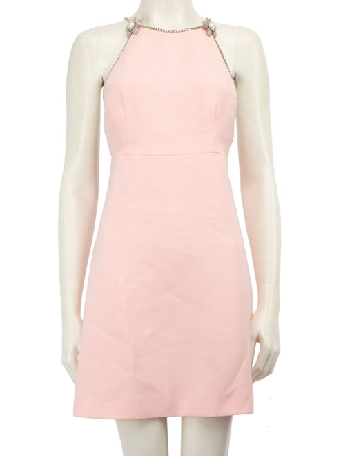 Miu Miu Pink Crystal Embellished Flower Strap Mini Dress Miu Miu Pink Crystal Embellished Flower Strap Mini Dress