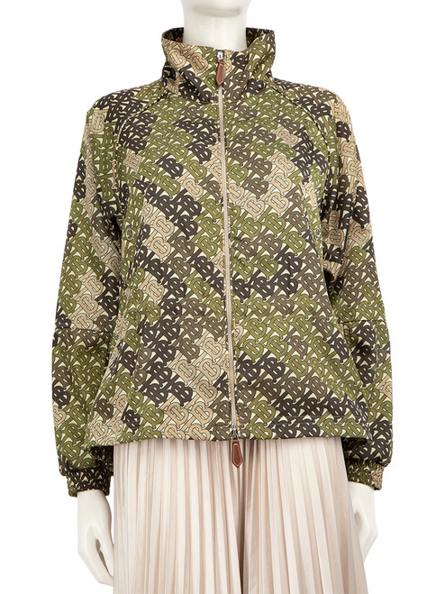 Burberry Green Logo Pattern Zip Jacket Burberry Green Logo Pattern Zip Jacket