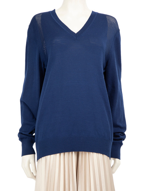 Alexander McQueen Blue Wool Knit V-Neck Jumper Alexander McQueen Blue Wool Knit V-Neck Jumper