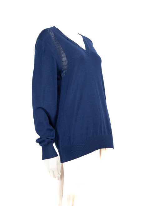Alexander McQueen Blue Wool Knit V-Neck Jumper Alexander McQueen Blue Wool Knit V-Neck Jumper