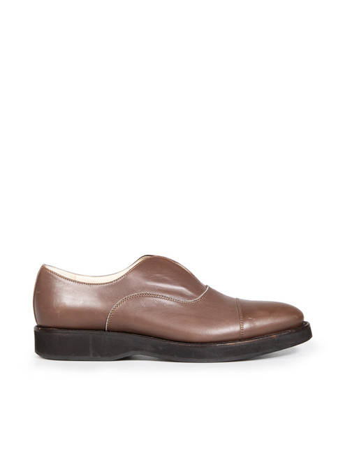 Fabiana Filippi Brown Leather Chain Detail Loafers