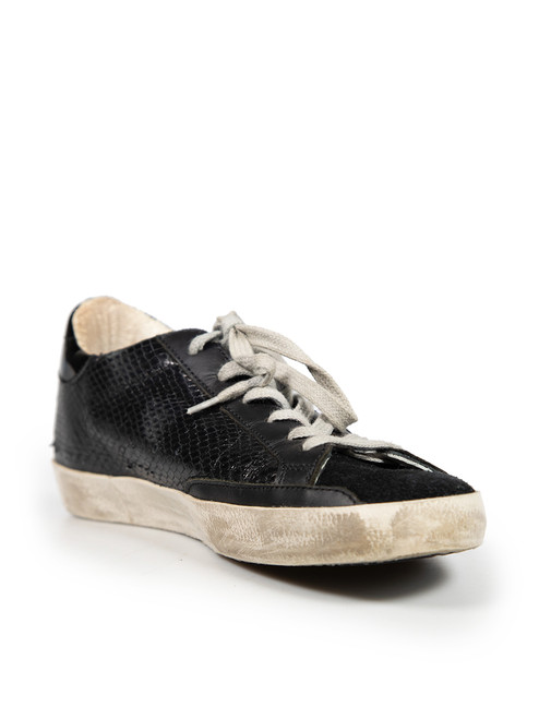 Golden Goose Black Leather Superstar Trainers