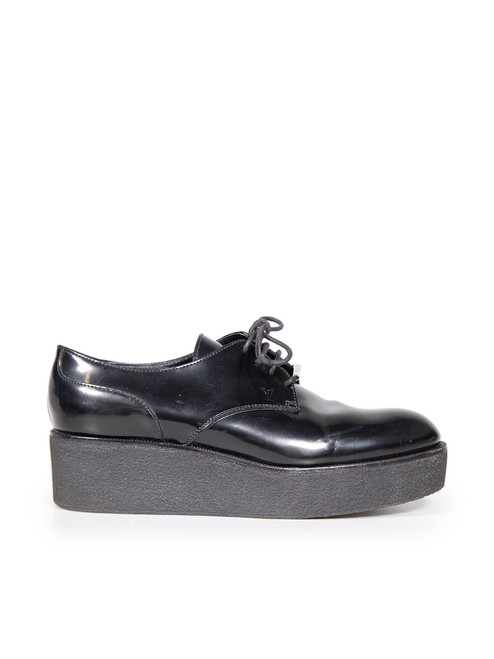 Louis Vuitton Black Platform Leather Oxfords