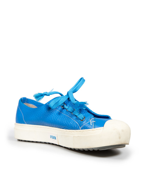 Fendi Blue Leather Domino Trainers