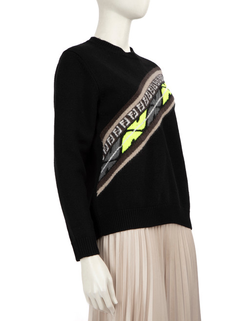 Fendi Black Wool FF Logo Knitted Jumper Fendi Black Wool FF Logo Knitted Jumper