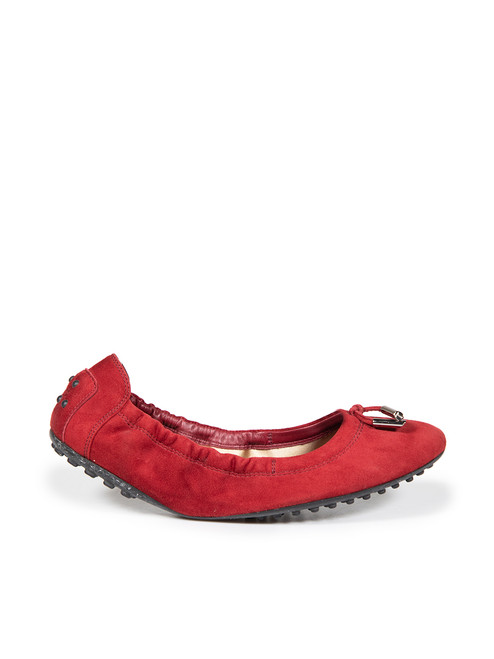 Tod's Red Suede Ballet Flats
