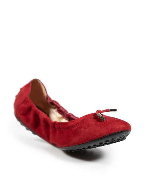 Tod's Red Suede Ballet Flats