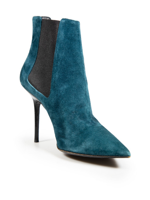 Burberry Teal Suede Ankle Boots