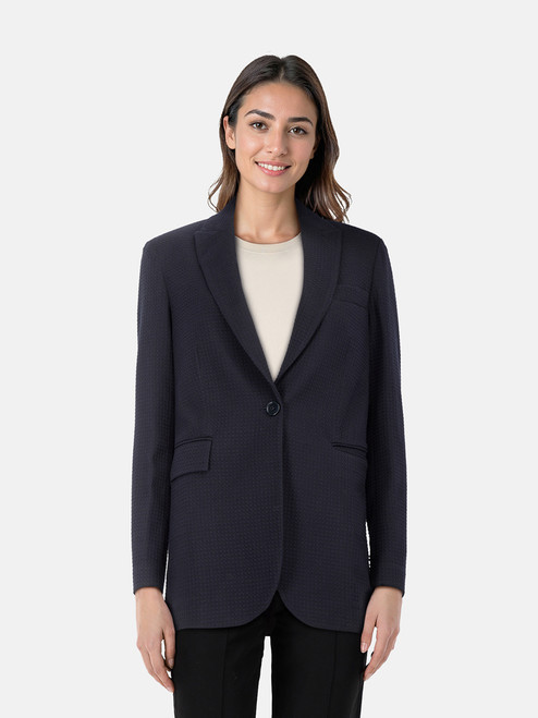 Circolo 1901 Navy Wool Knitted Button Blazer