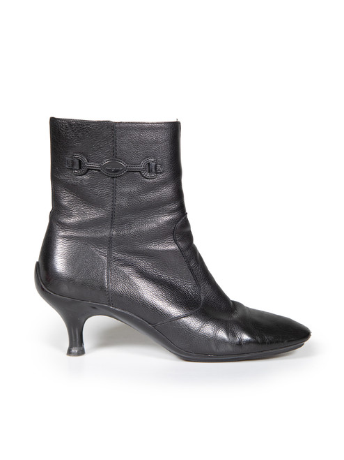 Salvatore Ferragamo Black Leather Logo Detail Boots Salvatore Ferragamo Black Leather Logo Detail Boots