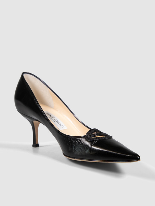 Jimmy Choo Black Leather Front Buckle Pumps Jimmy Choo Black Leather Front Buckle Pumps