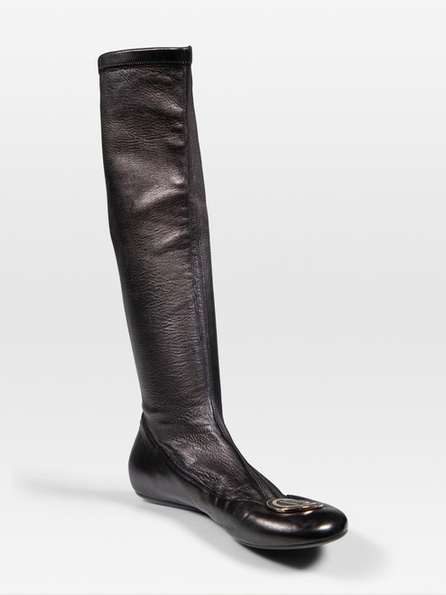 Dior Black Leather CD Knee High Boots