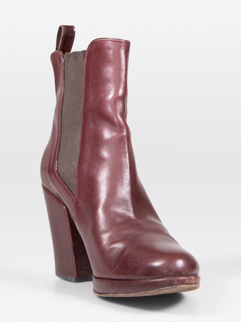 Clergerie Burgundy Leather Heeled Chelsea Boots