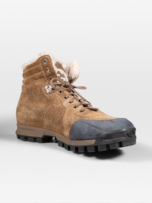 Gucci Brown Suede GG Shearling Lined Boots