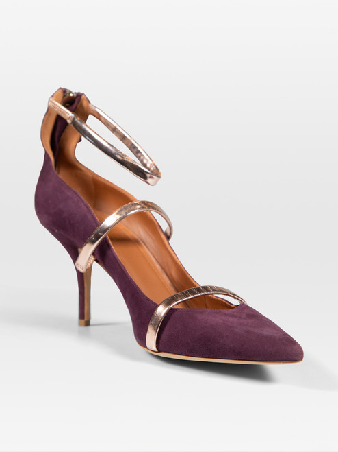 Malone Souliers Purple Suede Pointed Toe Heels
