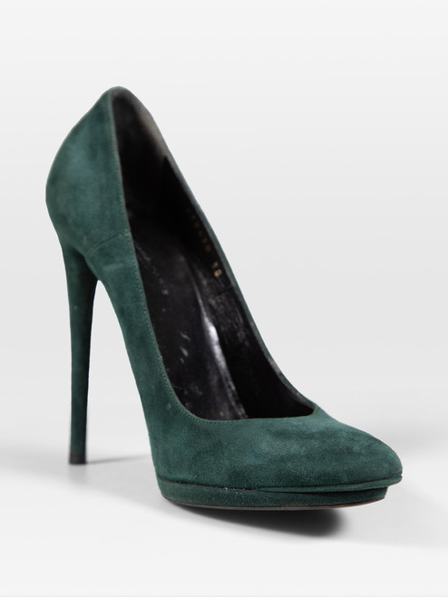 Balenciaga Green Pointed Toe Suede Pumps