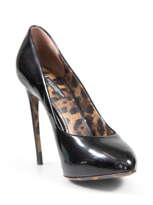 Dolce & Gabbana Black Patent Leopard Sole Pumps