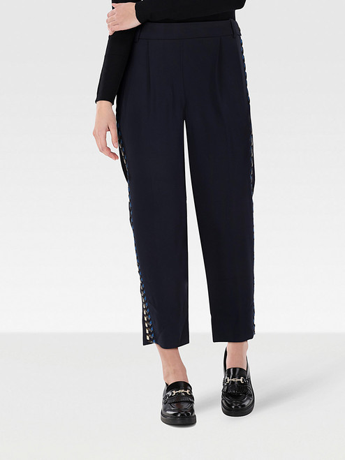 J.Crew Navy Embroidered Panel Straight Trousers