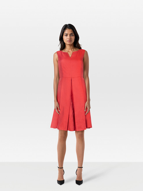 Jil Sander Red Silk Knee Length Dress