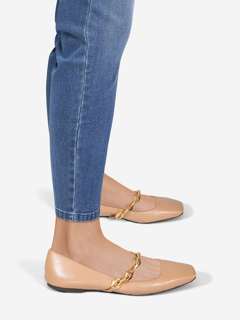 Jimmy Choo Beige Nappa Leather Diamond Tilda Flats