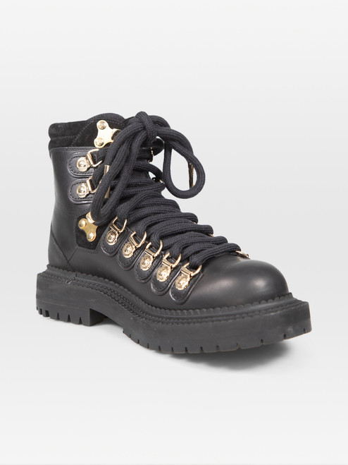 Burberry Black Combat Buckle Leather Boots