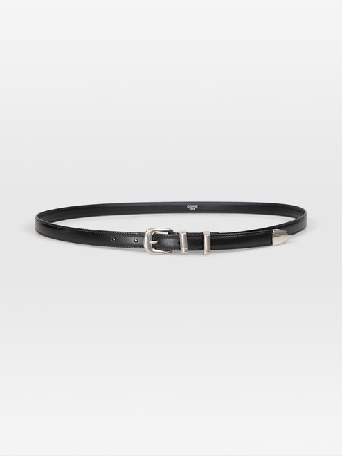 Céline Black Leather Skinny Belt