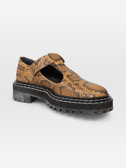 Proenza Schouler Brown Snake Embossed Mary Janes