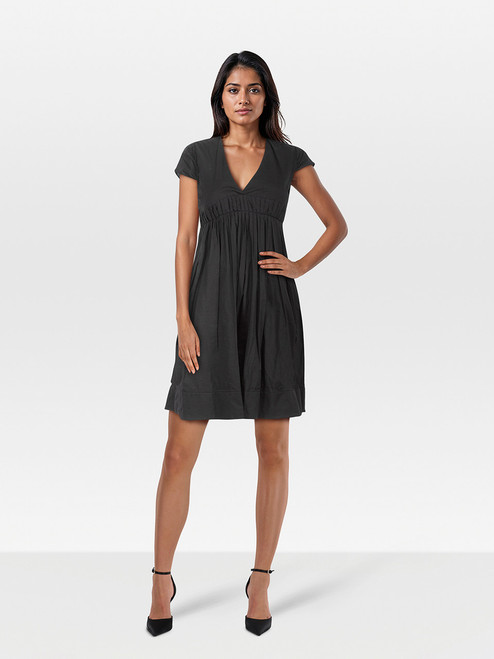 Maje Black V-Neck Pleated Dress
