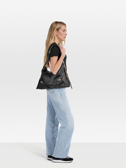 Givenchy Black Leather Voyou Medium Bag
