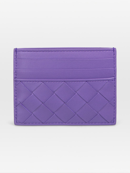 Bottega Veneta Purple Leather Intrecciato Cardholder