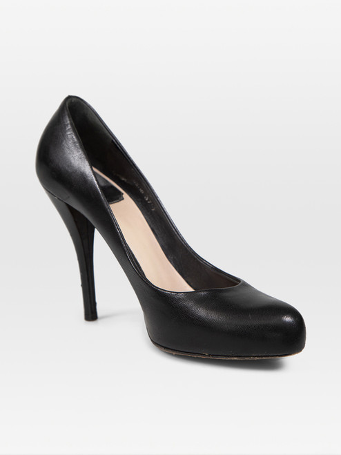 Dior Black Leather Logo Hardware Pumps