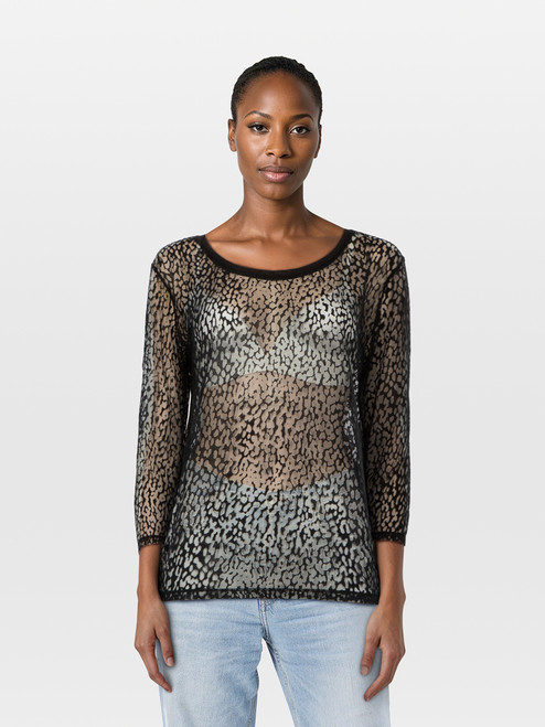 Saint Laurent Black Sheer Long Sleeve Top