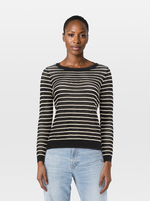 Sandro Striped Knit Crochet Top