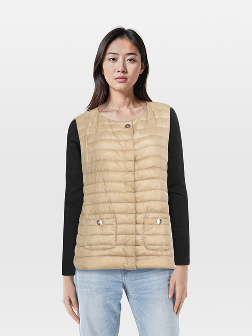 Herno Beige Sleeveless Quilted Vest
