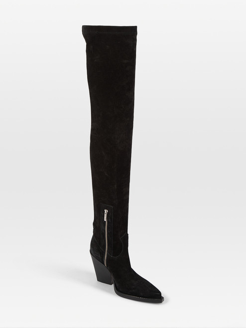 Paris Texas Black Thigh High Suede Boots